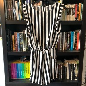 Black and White Striped Romper